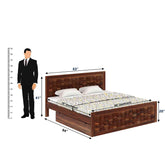 Sofia Solid Sheesham Wood Bed With Two Drawers (Queen Size, Natural Finish)